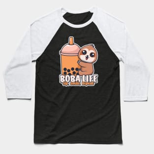 Cute Cartoon Sloth with Boba: Boba Sip, Smile, Repeat Baseball T-Shirt